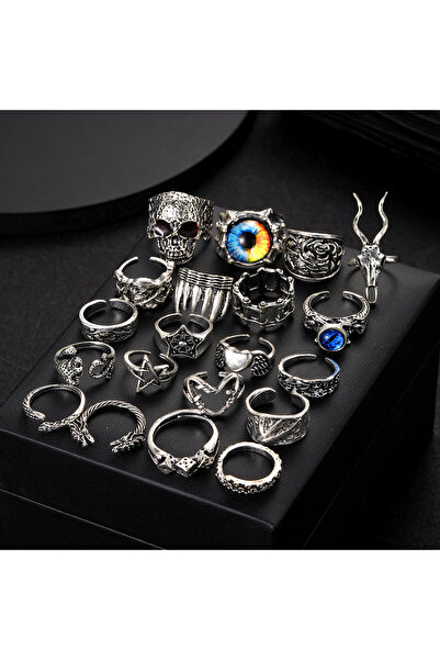 Choice AYASilver 20Pcs/Set Retro Punk Gothic Rings for Women Men Silver Color...