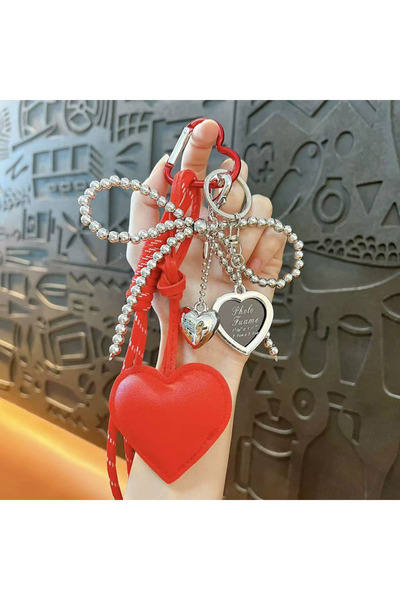 Choice red Bag Pendant Gift Heart Shape Imitation Leather Keychain Vibrant Co...