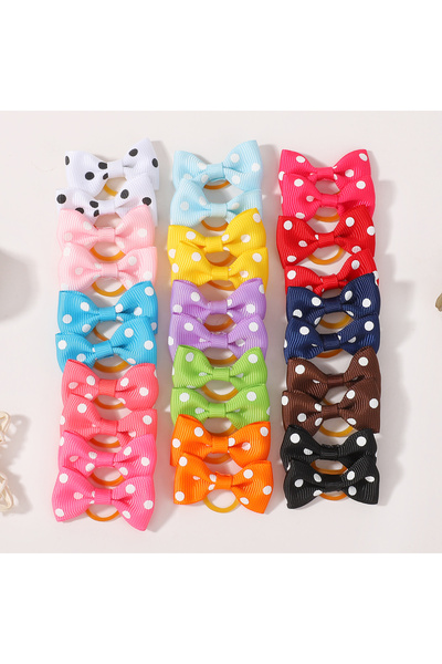 Choice random color 50pcs 50pcs Grosgrain Ribbon Pigtail Hair Bows Elastic Ha...