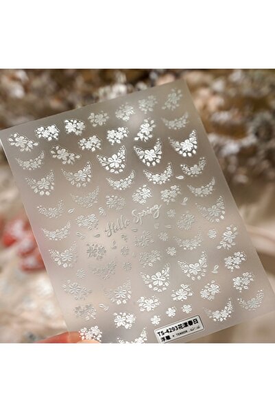 Choice6 NAILFYOU TS-4293 5D White Relief Floral Nail Decals Spring Five Petal...