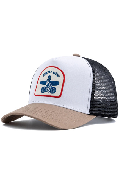 Choice1 56cm-60cm Khaki White Hot Sale Unisex Embroidered Trucker Hat Mesh Ba...