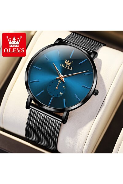 Choice1 ساعات OLEVS 9954 الكوارتز الأنيقة للرجال باللون الأسود والأزرق، رفيعة...