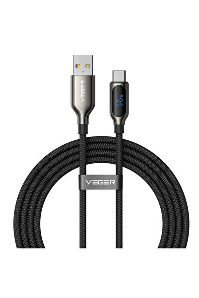 Veger AC1-XHJ 66W Καλώδιο USB-A σε USB-C με ψηφιακή οθόνη ένδειξης ισχύος, 1,...