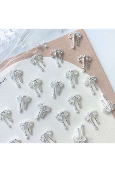Choice 20pcs 20pcs exquisite lace bow Nail Art Gold Silver Metal Bowknot Butt...
