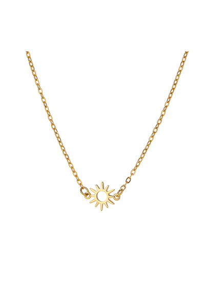 Choice N07086G Vintage Hollow Sun Necklaces For Women Stainless Steel Gold Co...