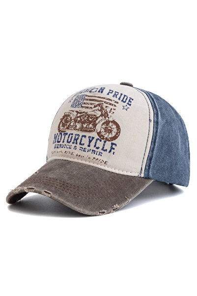 Choice5 56cm-60cm Coffee Navy Blue New Motorcycle Printing Baseball Cap Vinta...