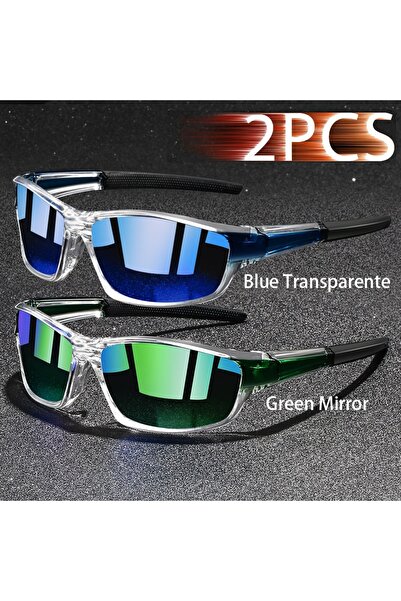 Choice6 BlueTranspar-Green 2PCS Fashion Vintage Eyewear Clear Driving Fishing...