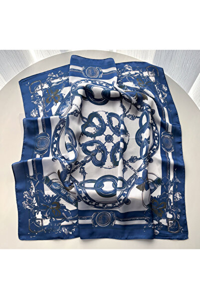Choice FJ1222-13-Blue 70*70 سم وشاح مربع فاخر بطبعة نجم البحر للنساء، حجاب أن...