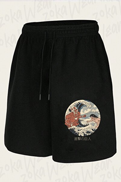 ZOKAWEAR شورت مطبوع بتصميم الأساطير اليابانية من Attack On Titan للجنسين