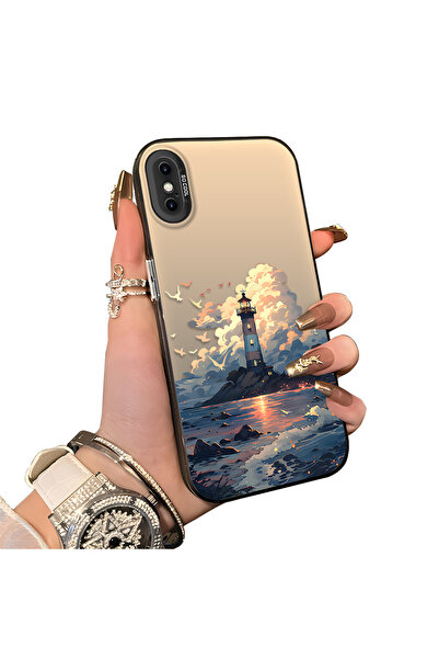 Hontinga iPhone X Uyumlu Silikon Kenar Sert Arka Kılıf Couple Telefon Kılıfı ...