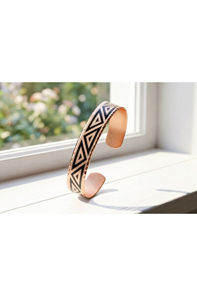 Erol Bakır Copper Triangle Geometric Pattern Adjustable Clamp Bracelet