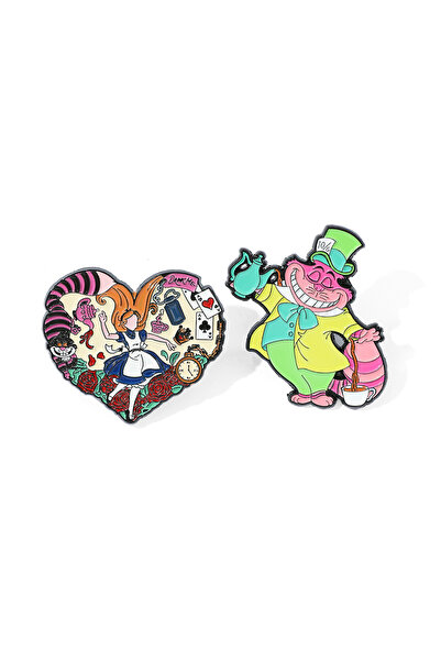 Choice 2 pcs 2 Pcs Cartoon Creativity Brooch Cute Alice & Cheshire Cat Enamel...