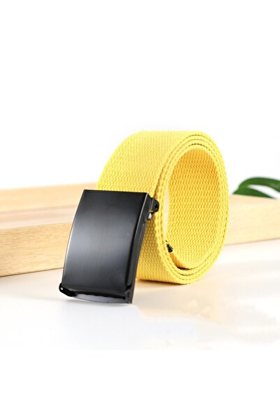 Choice5 115CM yellow Fashion New Unisex Trousers Belts Canvas Belt Metal Buck...