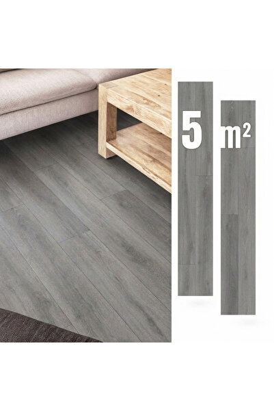 OEM Pardoseală Vinilică Autoadezivă 5 m² GRI ÎNCHIS Plăci PARCHET Impermeabilă