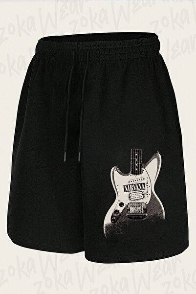 ZOKAWEAR Unisex Σορτς με στάμπα κιθάρας Nirvana