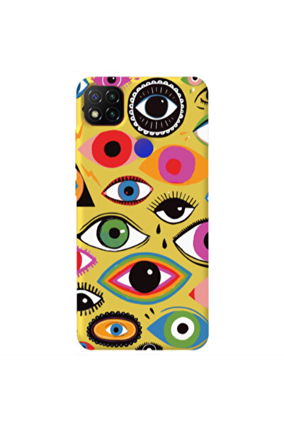 Other Xiaomi Redmi 9c Colorful eyes Yellow Colored Silicone TPU Θήκη