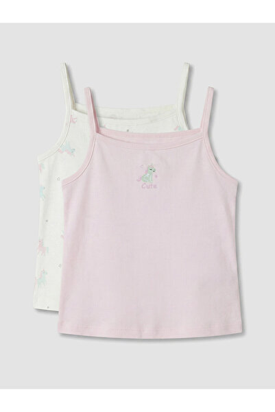 LC Waikiki Rmz Gi̇yi̇m Farkiyla Girls' Tank Top with Straps 2-Piece Set