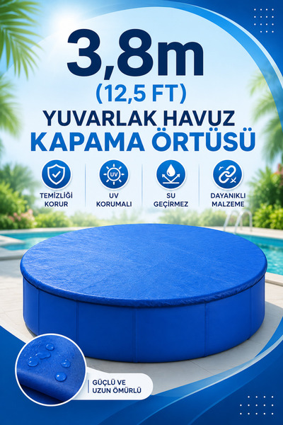hak-iş oyuncak 3.8 m (380 cm) Yuvarlak Havuz Kapama Örtüsü (12,5 FT)