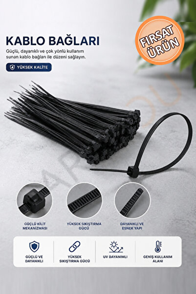 garaccu Plastik Kablo Bağı Cırt Kelepçe 3,6x300 mm Siyah - 10 Adet