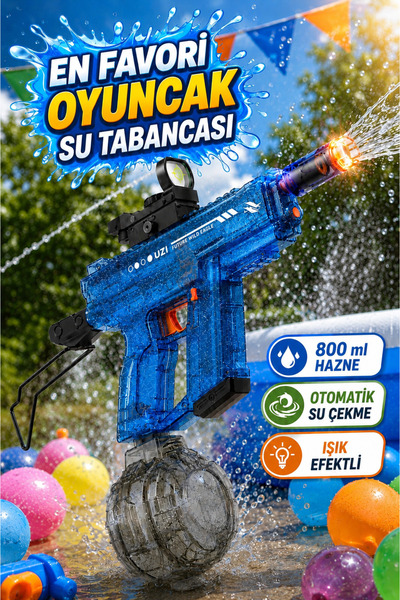 Mofy Baby Şarjlı Otomatik Su Tabancası Otomatik Su Çekmeli 800 ml Hazneli Işı...