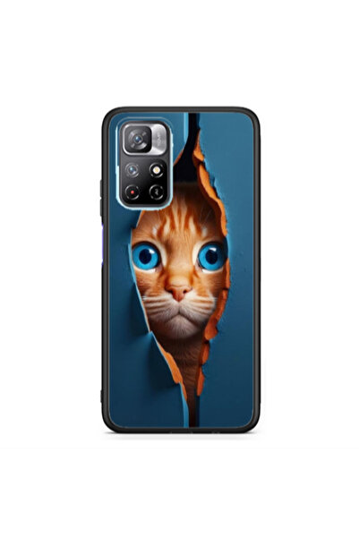 Other Xiaomi Poco M4 Pro 5G Cat Blue Eyes Black Glossy Θήκη