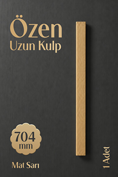 Badem10 Özen (1 Adet) Mat Sarı Renk Çizgili Çekmece Kulp 704 mm Modern Uzun D...