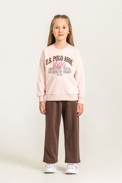 U.S. Polo Assn. Girl's Printed Orange Long Sleeve Tracksuit Set Us2714-C-V1