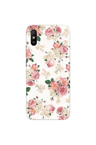 Other Xiaomi Redmi 9A Pink Flowers 2 Transparent Silicone TPU Θήκη
