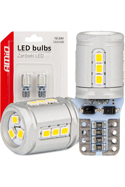 AMIO Λάμπες Αυτοκινήτου & Μοτοσικλέτας W5W Canbus LED 6000K Ψυχρό Λευκό 12-24...