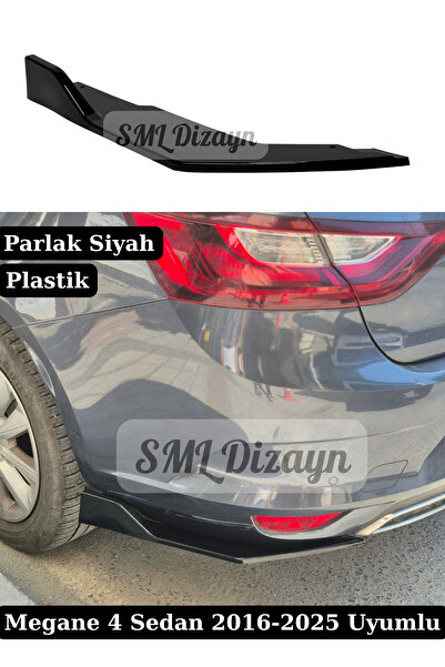 SML Dizayn Renault Megane 4 Sedan Uyumlu Kulaklı Arka Flap Seti - Parlak Siya...