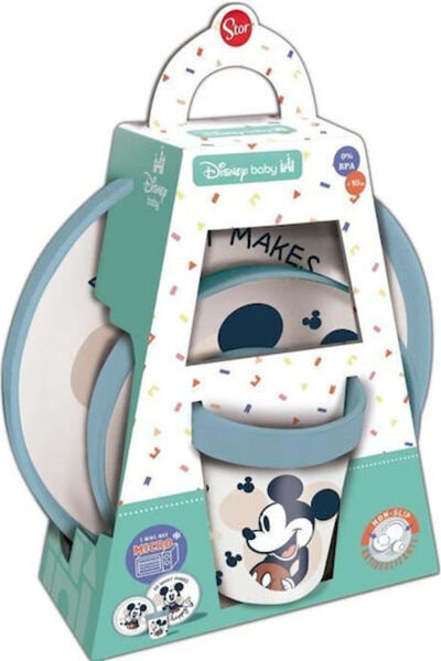 Thermo Baby Σετ φαγητού Θερμομπέιμπι Μίκυ Πλαστικό Μπλε 3 τεμάχια
