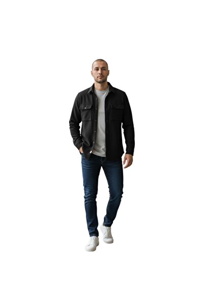 Privato GVICTORY 8032 Overshirt Ανδρικό Σε Κανονική γραμμή Μαύρο -