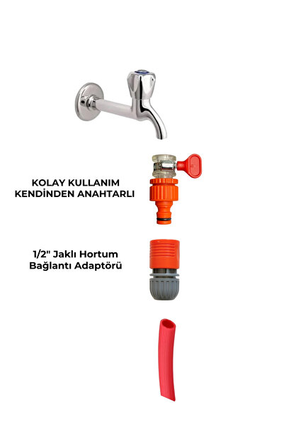 F&S Yazıcı Ticaret Musluk Adaptörü Kendinden Anahtarlı Kelepçeli - 1/2" Hortu...