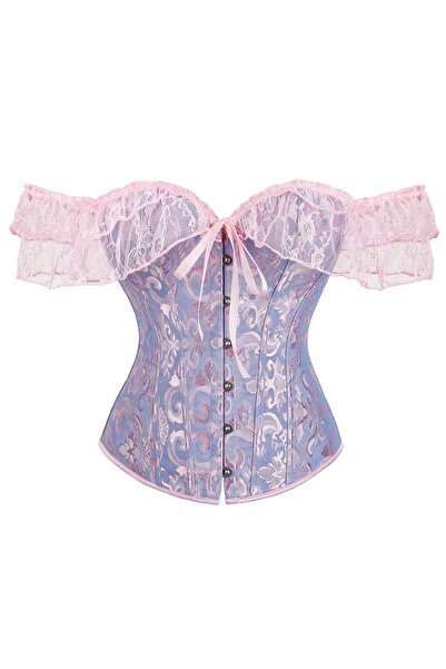 Mournbelle Vintage / Victorian Pembe Lila Dantelli Lolita Y2K Prenses Korse