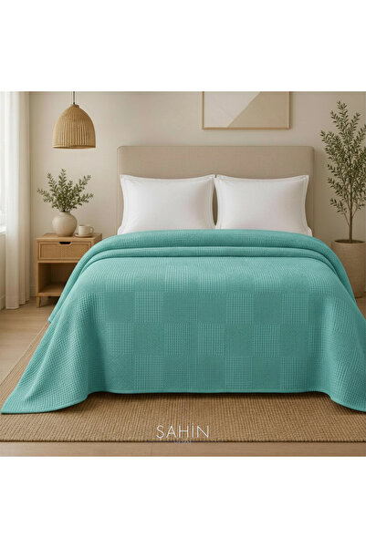 Şahinhome 100% Cotton Turquoise Color Double Waffle Pike 200 X 235 cm