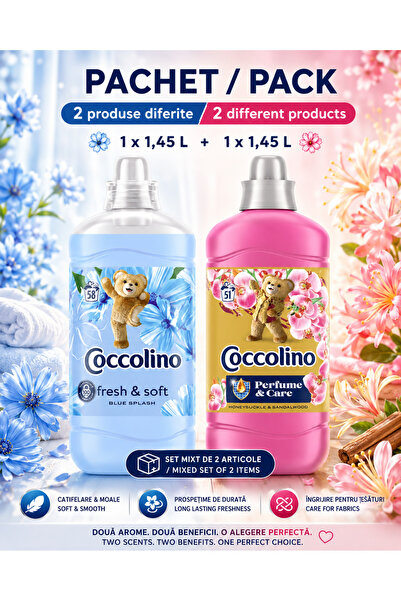 Coccolino Σετ 2 τεμαχίων Βάλσαμο ρουφέ Fresh & Soft Blue Splash + Άρωμα & Περ...