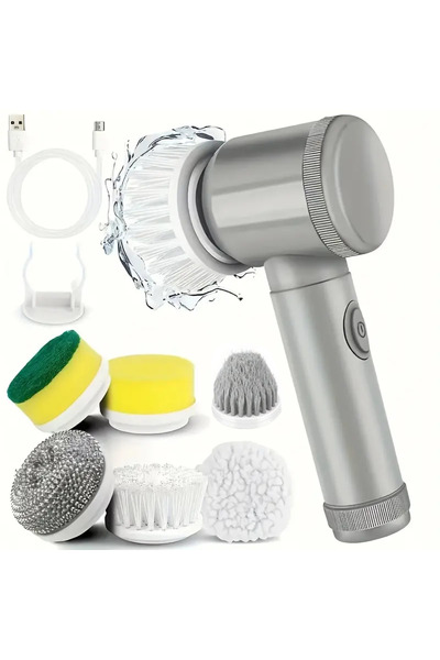 Choice GRAY electric rotary cleaning brush for high-speed kitchen and bathroo...