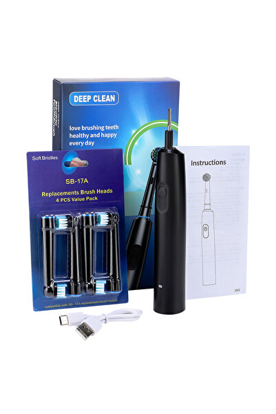 Choice1 Black 4 heads Rotating Electric Toothbrush Set for Adult Teeth Whiten...