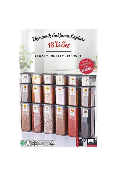 Empressco Economical 18-Piece Anthracite Unbreakable Storage Container Set X6
