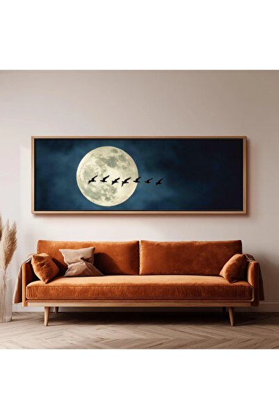 dekorodam Modern Soyut Temalı Ahşap Çerçeveli Panoramik Duvar Tablosu – Salon...