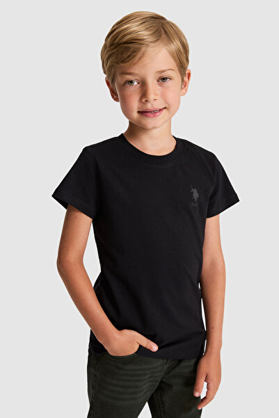U.S. Polo Assn. Boy's Black Crew Neck Basic T-Shirt 50325555-Vr046