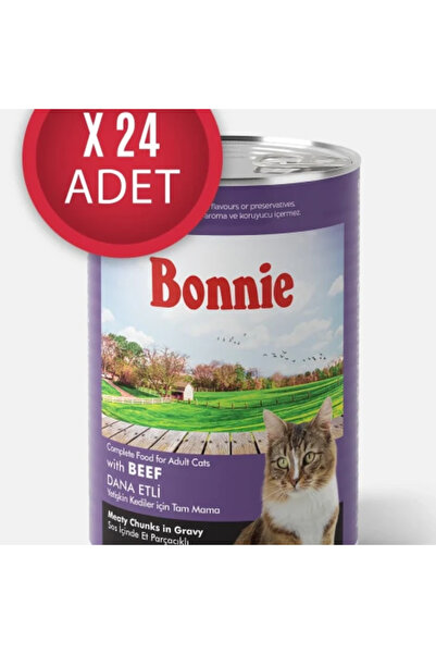 Bonnie Biftekli Sos İçinde Et Parçacıklı Yetişkin Kedi Konserve Yaş Mama 400 ...
