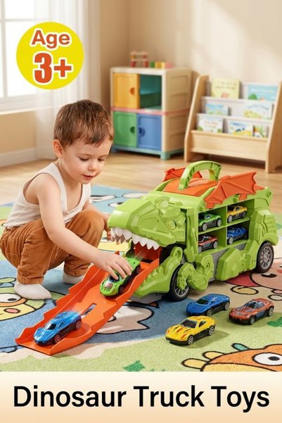 Generic 5 Piece Metal Transforming Dinosaur Transport Truck Track Set Carry H...