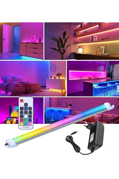 burul RGB Çubuk Bar Led Işık 50 Cm 20 Renk RF Kumandalı