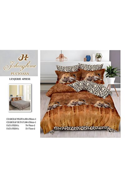 naniland.ro Lenjerie de Pat Bumbac Satinat 2 Persoane 6 Piese fără Elastic 20...