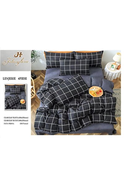 naniland.ro Lenjerie de Pat Bumbac Satinat 2 Persoane 4 Piese fără Elastic 20...