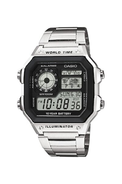 Casio Ceas cronograf cu afișaj digital, Argintiu