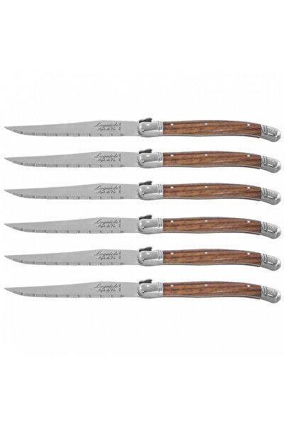 LAGUIOLE Set de 6 cutite pentru friptura, Laguiole, Inox, Maro/Argintiu