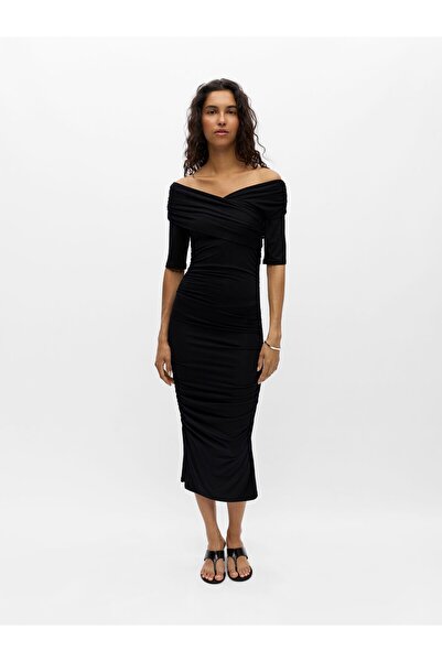 Object Kleid Schulterfreies gerafftes