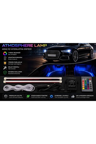 AKSOY Ayak Altı Led Kumandalı Sese Duyarlı Araç İçi Silikon Aydınlatma 31cm